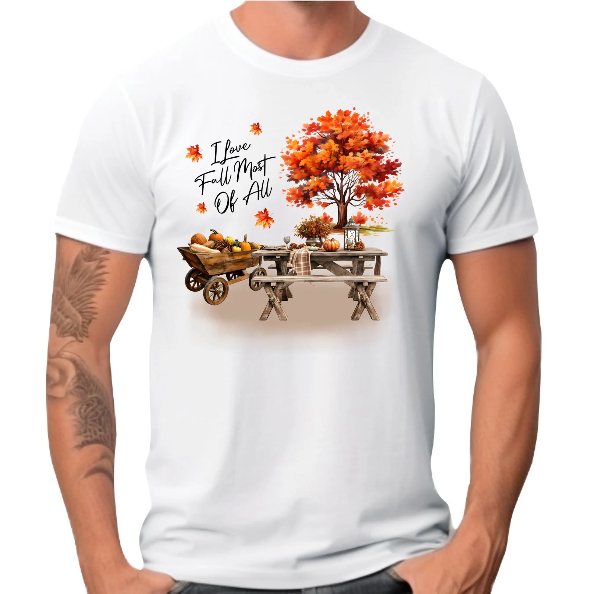 Koszulka męska jesienna - Jesienny piknik z dyniami JS04 - StoryCups.pl