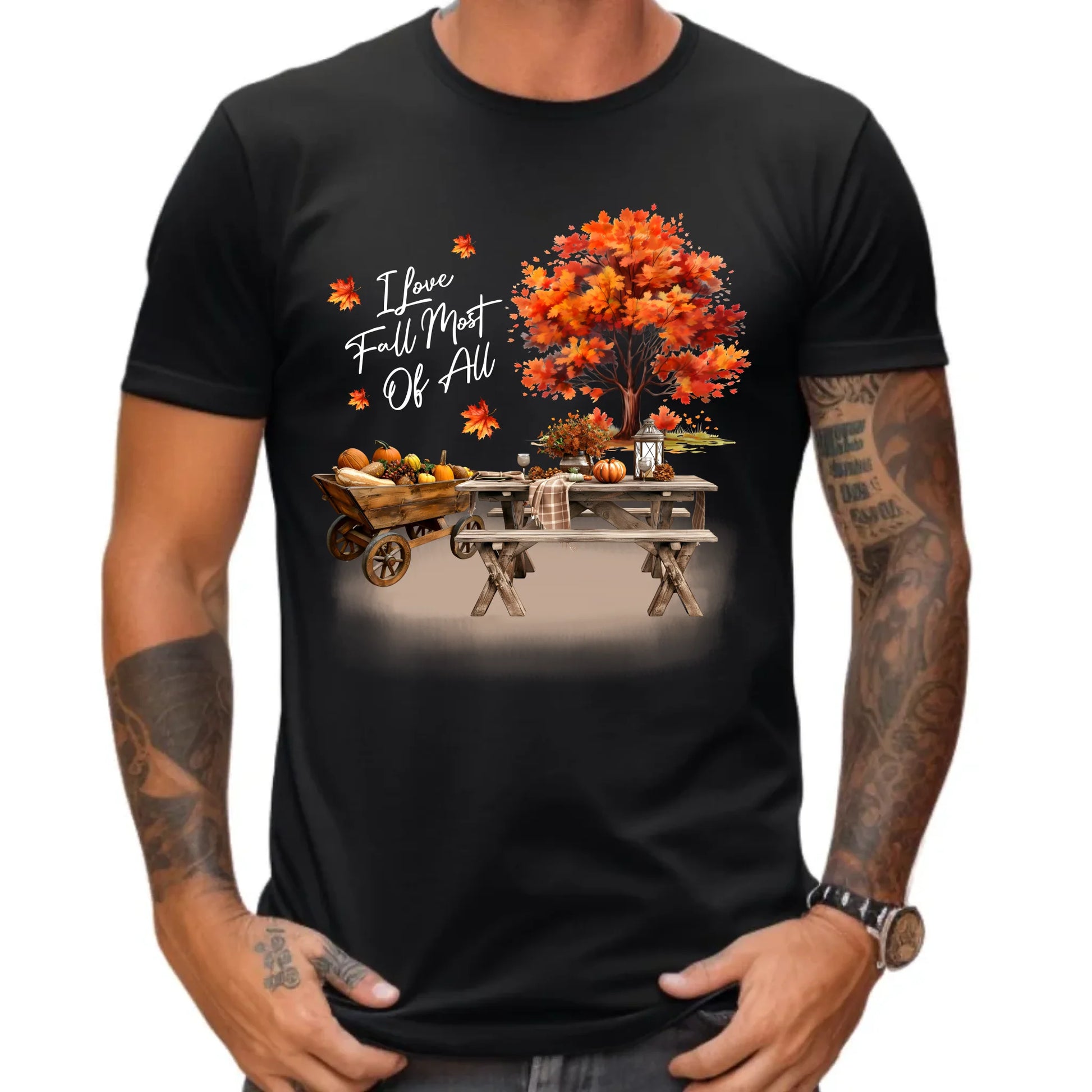 Koszulka męska jesienna - Jesienny piknik z dyniami JS04 - StoryCups.pl