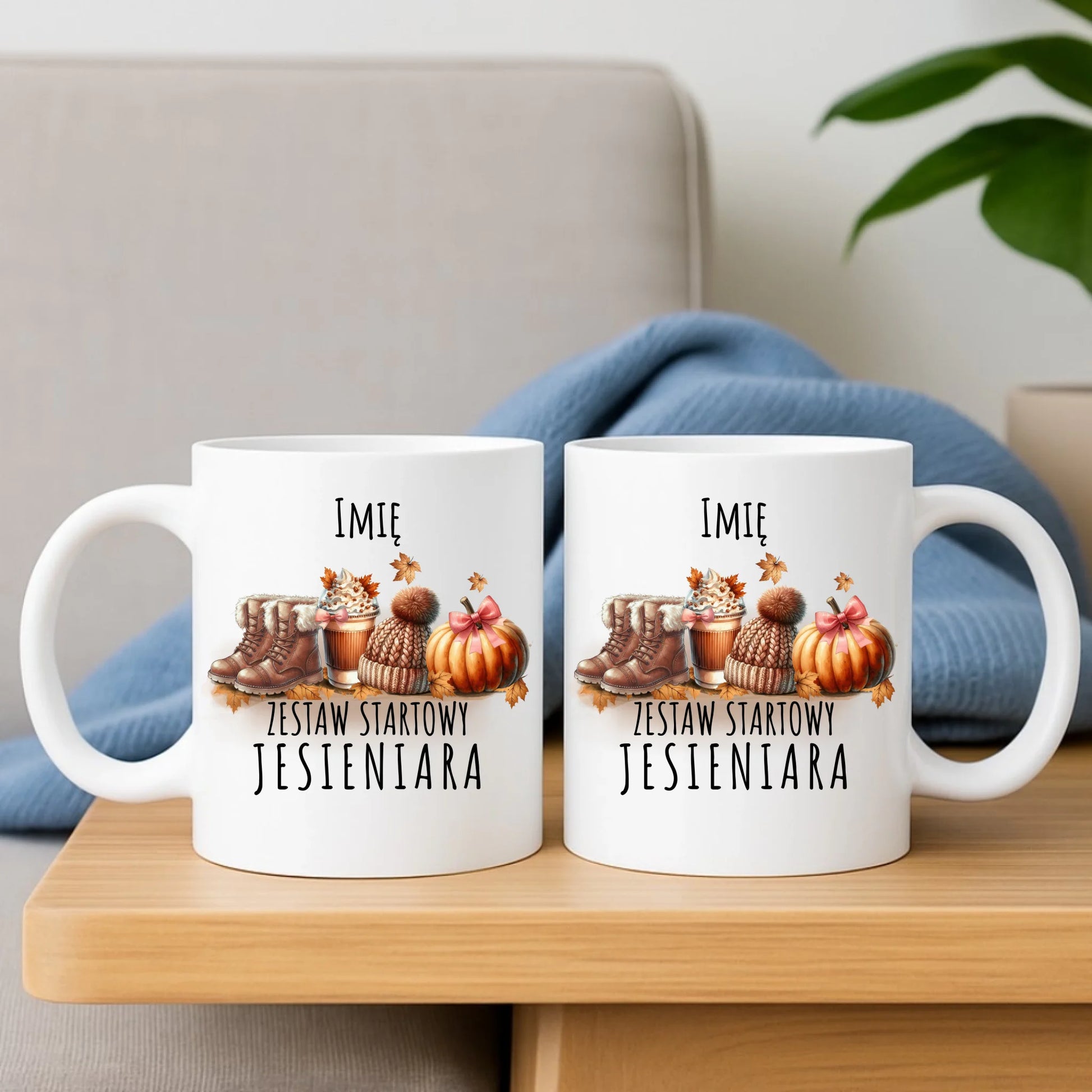Zestaw poduszka i kubek jesieniara – Zestaw startowy - personalizowana JS05 - StoryCups.pl