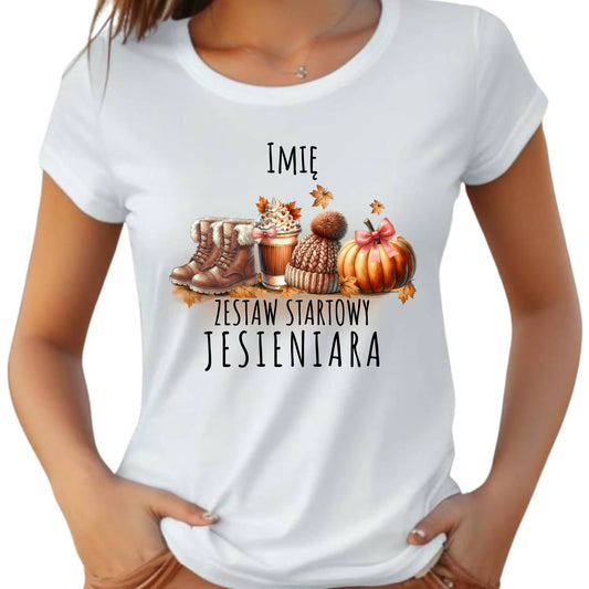 Koszulka damska jesieniara – Zestaw startowy - personalizowana JS05 - StoryCups.pl