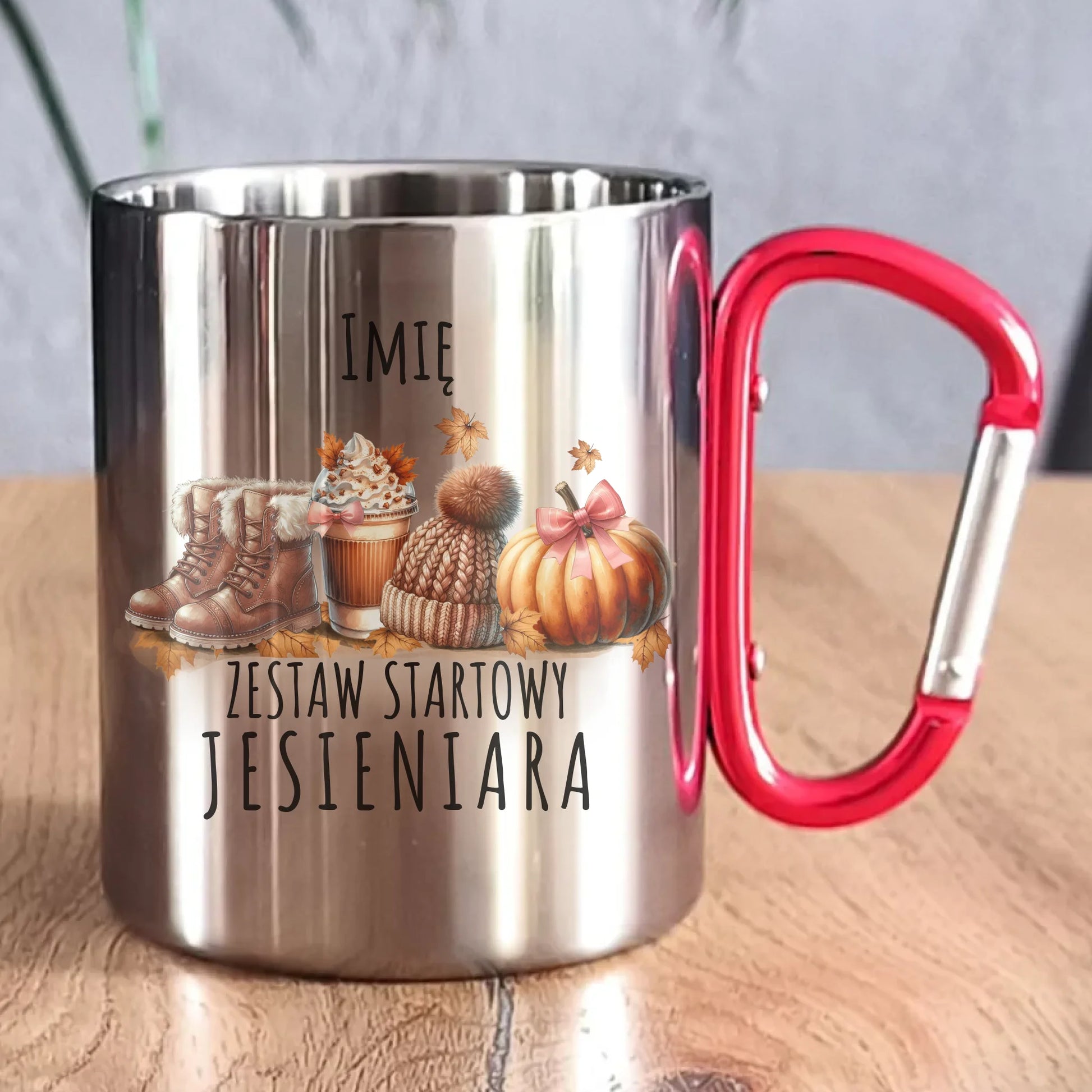 Kubek metalowy jesieniara – Zestaw startowy - personalizowany JS05 - StoryCups.pl