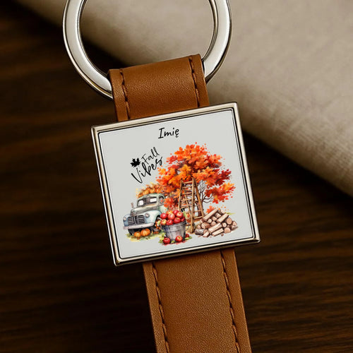 Brelok jesienny – Vintage auto dynie i jabłka – personalizowany JS07 - StoryCups.pl