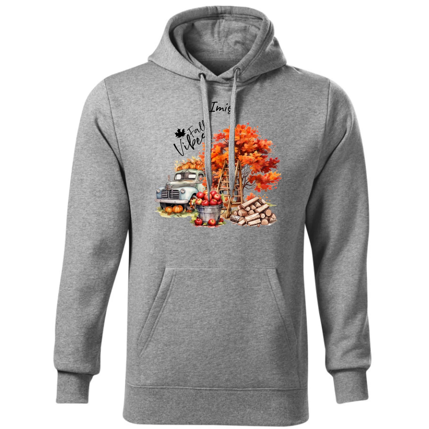 Bluza męska z kapturem jesienna – Vintage auto dynie i jabłka – personalizowana JS07 - StoryCups.pl
