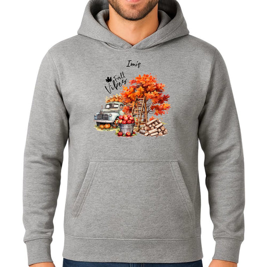 Bluza męska z kapturem jesienna – Vintage auto dynie i jabłka – personalizowana JS07 - StoryCups.pl
