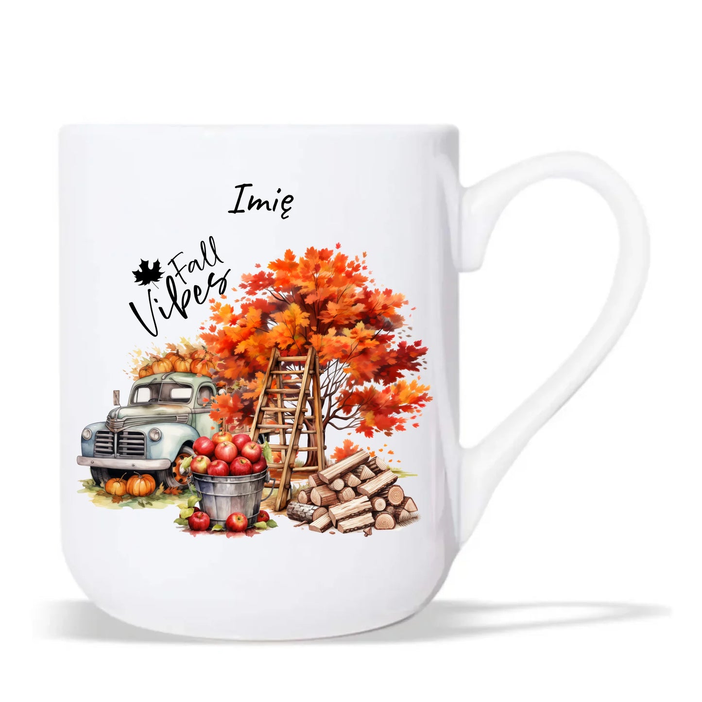 Kubek elegant jesienny – Vintage auto dynie i jabłka – personalizowany JS07 - StoryCups.pl