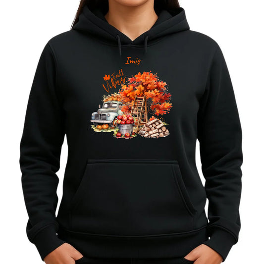 Bluza damska z kapturem jesienna – Vintage auto dynie i jabłka – personalizowana JS07 - StoryCups.pl