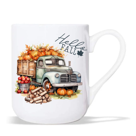 Kubek elegant jesienny – Hello Fall ciężarówka z dyniami JS08 - StoryCups.pl
