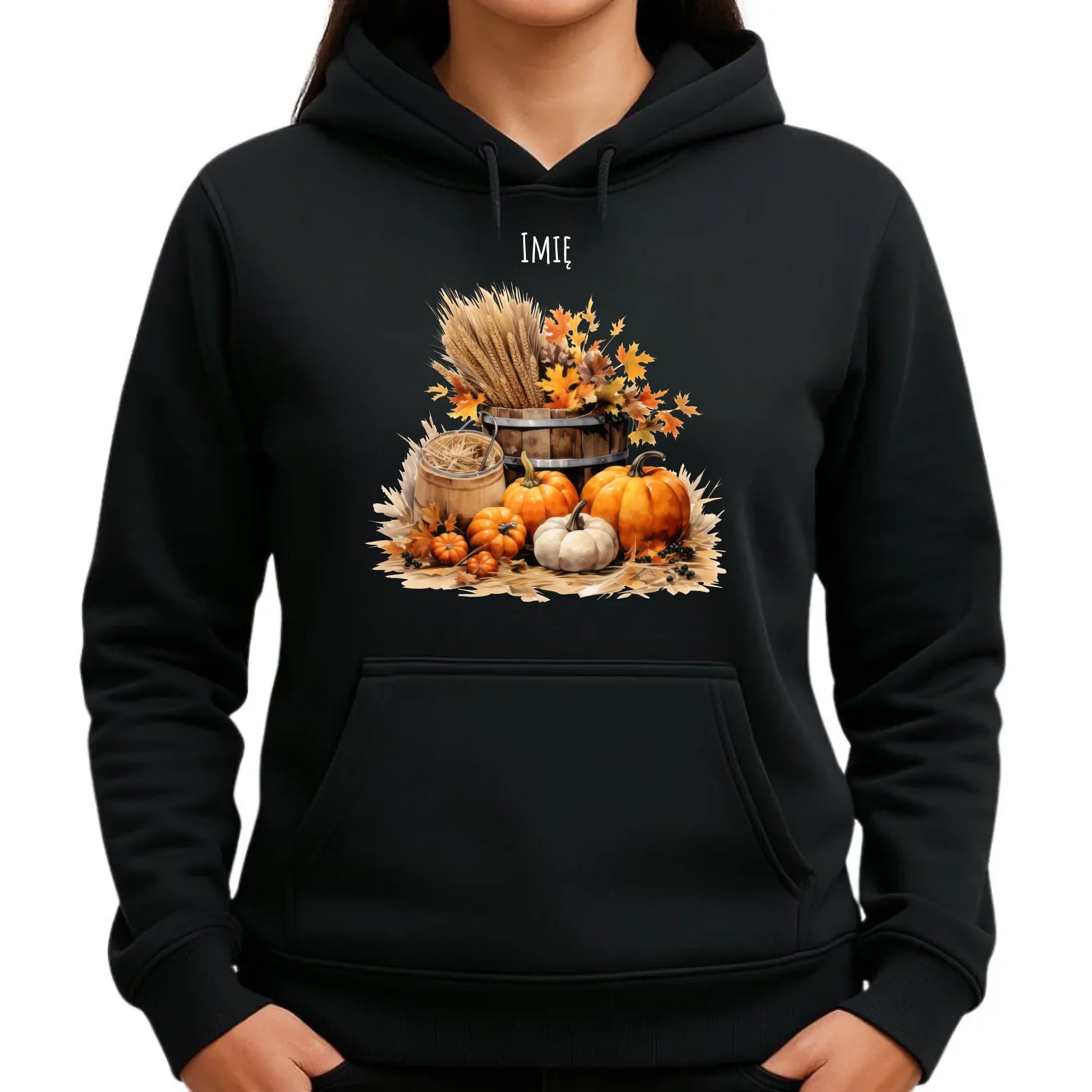 Bluza damska z kapturem jesieniara - Harvest vibes - personalizowana JS09 - StoryCups.pl