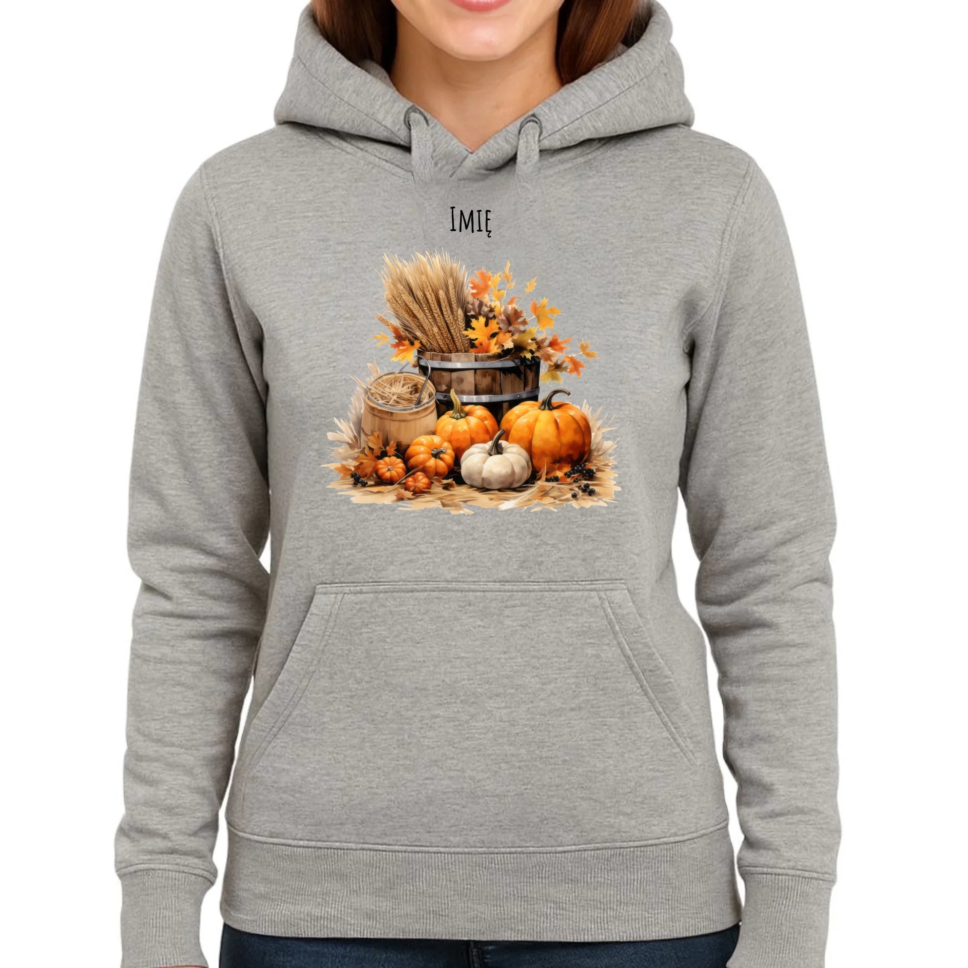 Bluza damska z kapturem jesieniara - Harvest vibes - personalizowana JS09 - StoryCups.pl