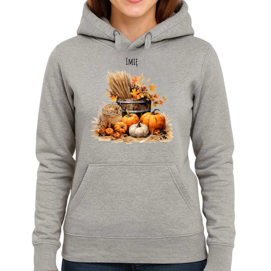 Bluza damska z kapturem jesieniara - Harvest vibes - personalizowana JS09 - StoryCups.pl