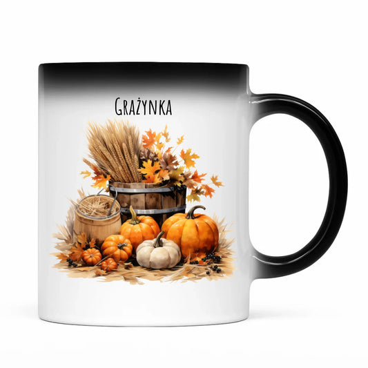 Kubek magiczny na jesień - Harvest vibes - personalizowany JS09 - StoryCups.pl