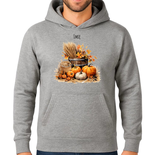 Bluza męska z kapturem na jesień - Harvest vibes - personalizowana JS09 - StoryCups.pl