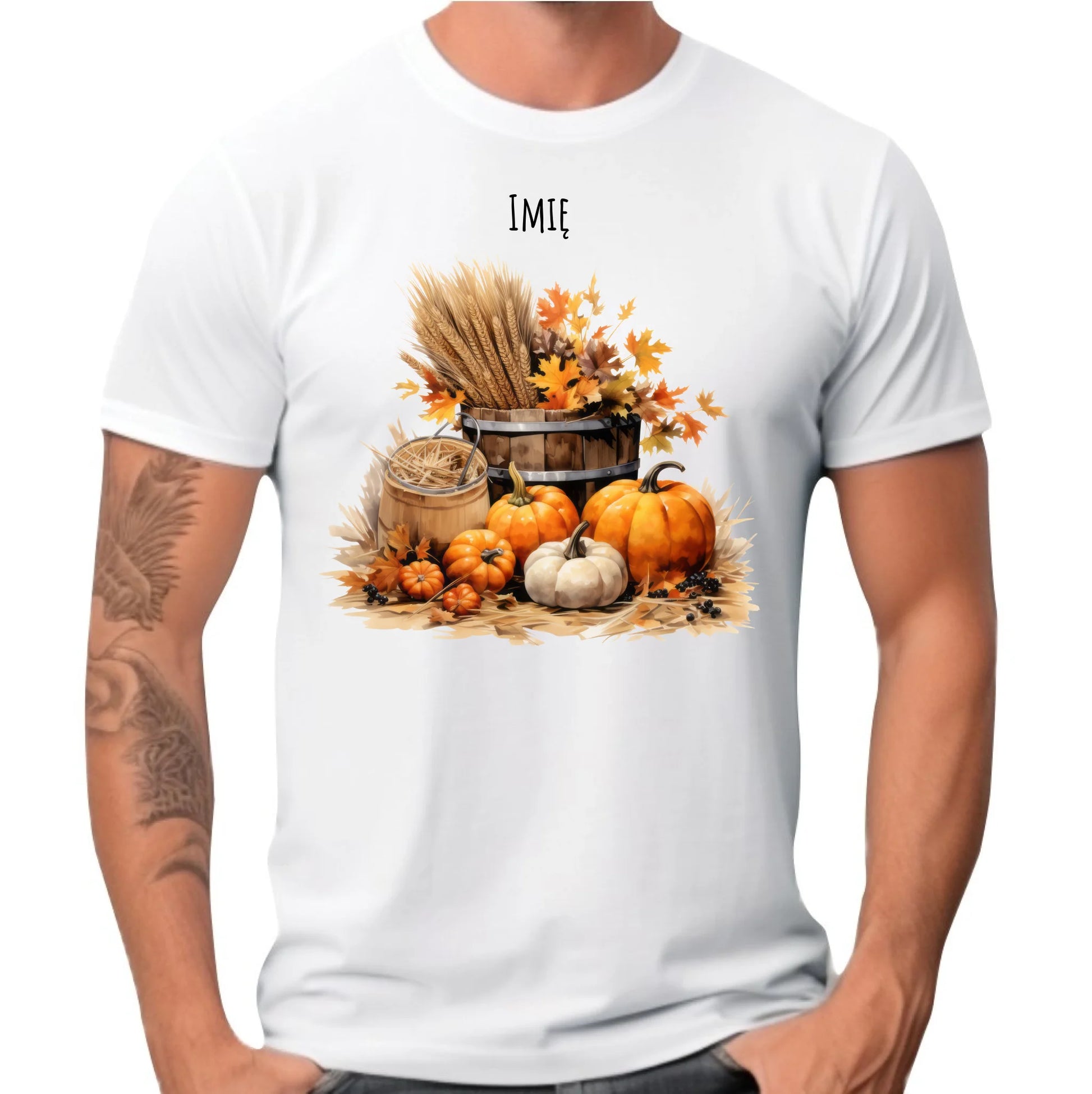 Koszulka męska na jesień - Harvest vibes - personalizowana JS09 - StoryCups.pl