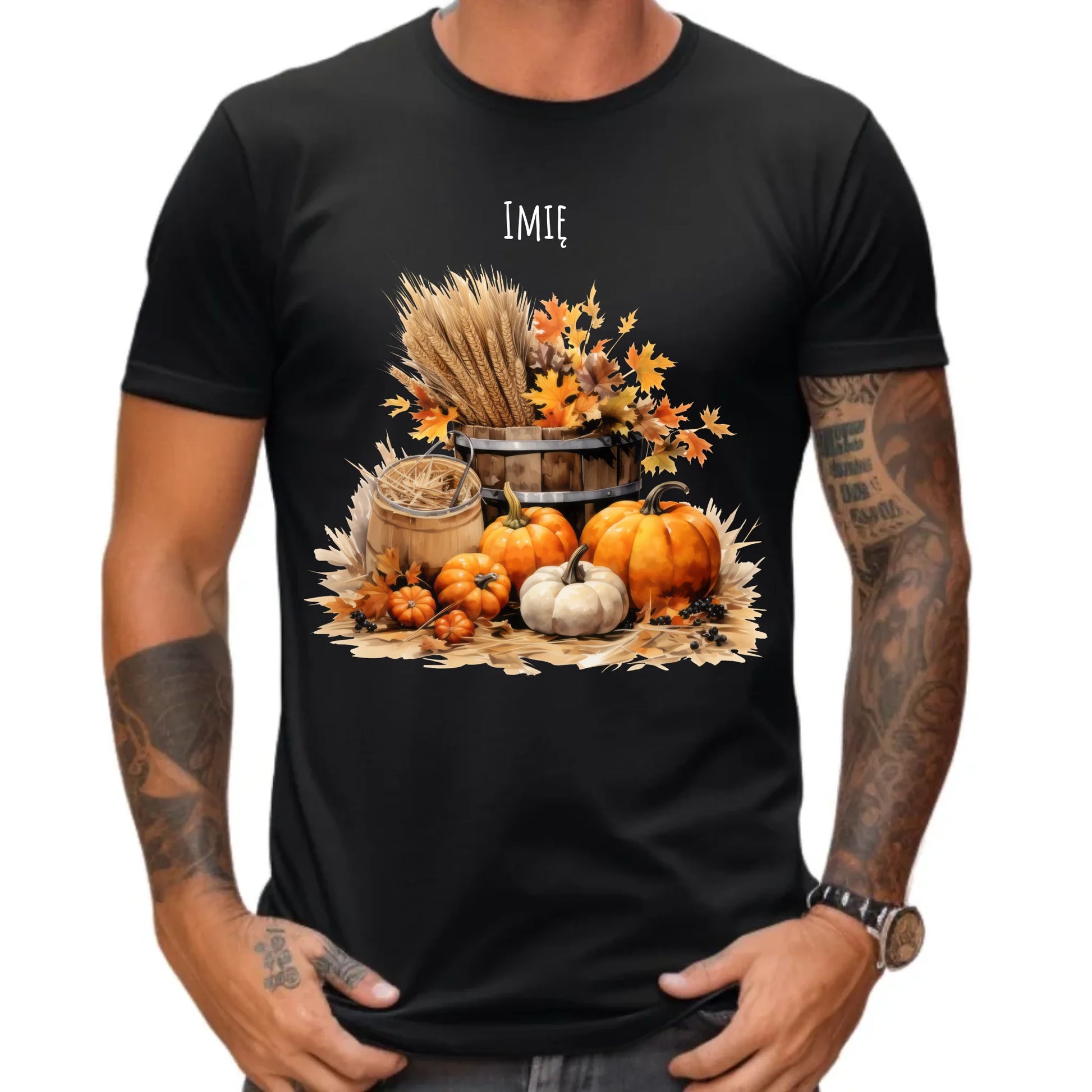 Koszulka męska na jesień - Harvest vibes - personalizowana JS09 - StoryCups.pl