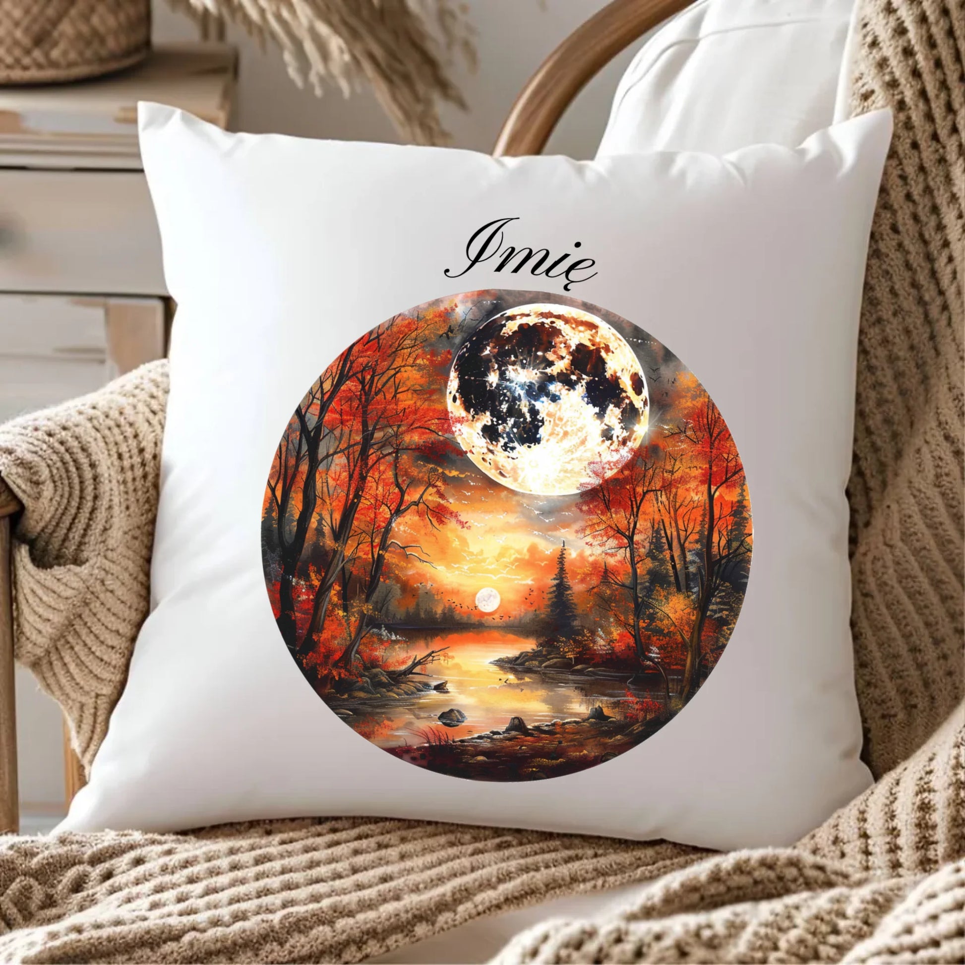 Poduszka jesieniara - Pełnia księżyca - personalizowana JS10 - StoryCups.pl