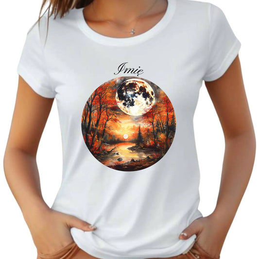 Koszulka damska jesieniara - Pełnia księżyca - personalizowana JS10 - StoryCups.pl