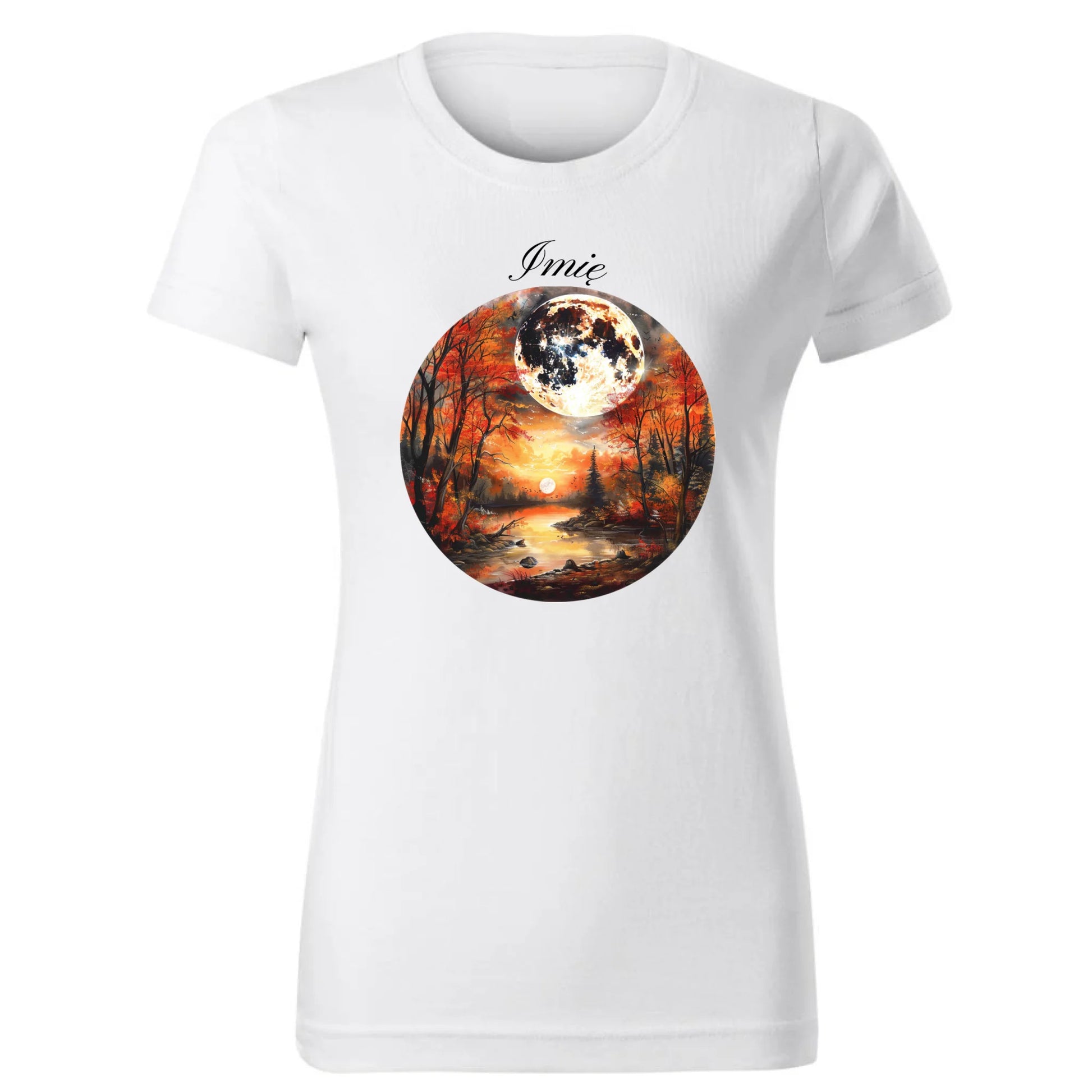 Koszulka damska jesieniara - Pełnia księżyca - personalizowana JS10 - StoryCups.pl