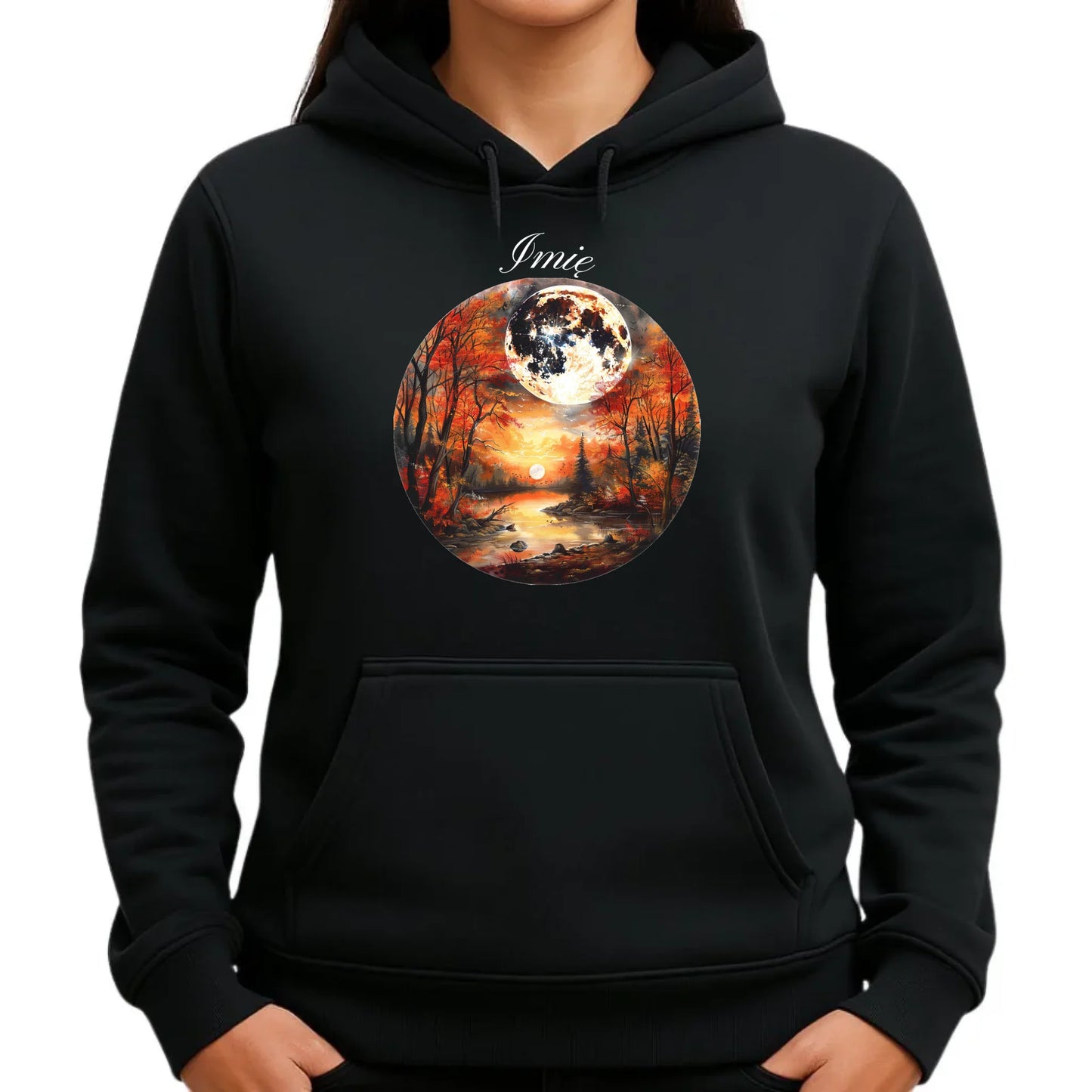 Bluza damska z kapturem jesieniara - Pełnia księżyca - personalizowana JS10 - StoryCups.pl