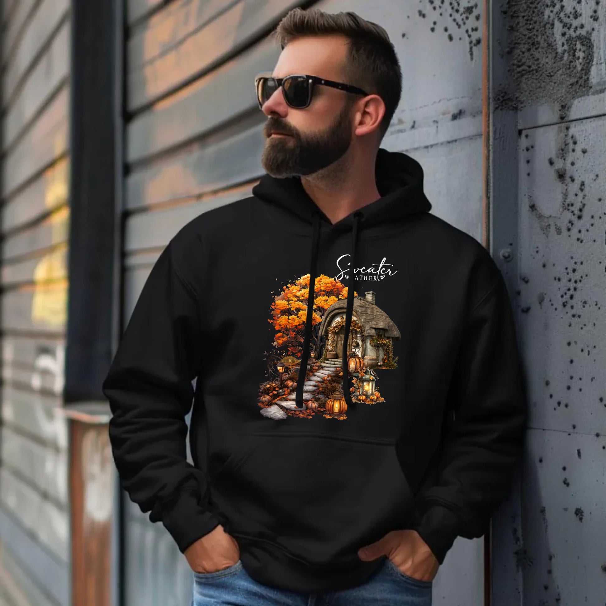 Bluza męska z kapturem jesienna - Sweater weather JS15 - StoryCups.pl