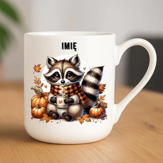 Kubek elegant jesienny – Szop z kawą i dyniami - personalizowany JS16 - StoryCups.pl