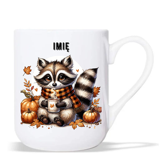 Kubek elegant jesienny – Szop z kawą i dyniami - personalizowany JS16 - StoryCups.pl