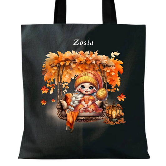 Torba jesieniara - Dziewczynka z liśćmi - personalizowana JS17 - StoryCups.pl