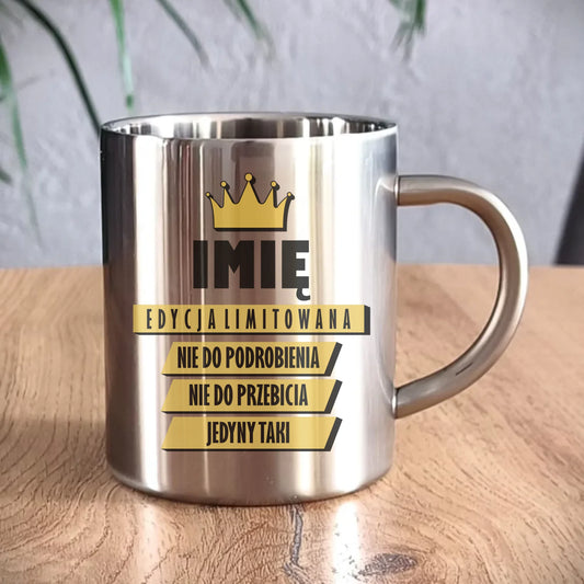 Kubek metalowy - Edycja Limitowana prezent dla niego - personalizowany DCH03 - StoryCups.pl