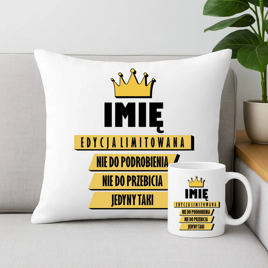 Zestaw poduszka i kubek - Edycja Limitowana prezent dla niego - personalizowany DCH03 - StoryCups.pl