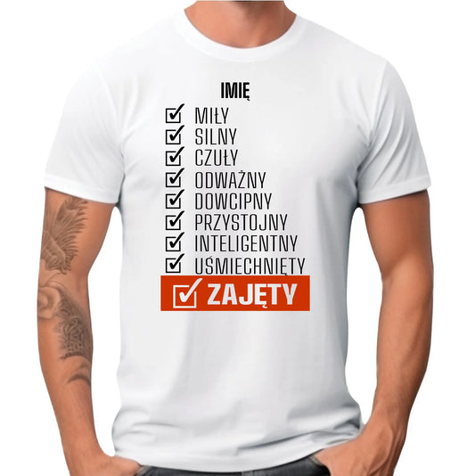 Koszulka męska - Zajęty prezent dla chłopaka męża narzeczonego - personalizowana DCH05 - StoryCups.pl