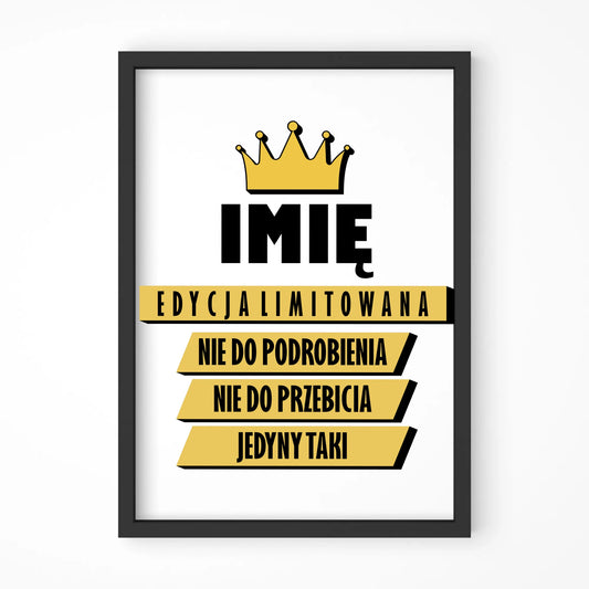 Plakat w ramie - Edycja Limitowana prezent dla niego - personalizowany DCH03 - StoryCups.pl