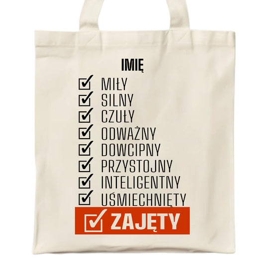 Torba - Zajęty prezent dla chłopaka męża narzeczonego - czarna personalizowana DCH05 - StoryCups.pl