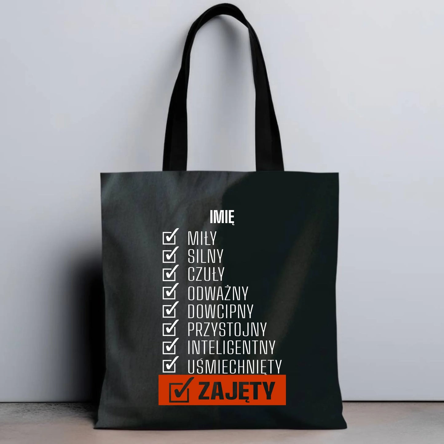 Torba - Zajęty prezent dla chłopaka męża narzeczonego - czarna personalizowana DCH05 - StoryCups.pl
