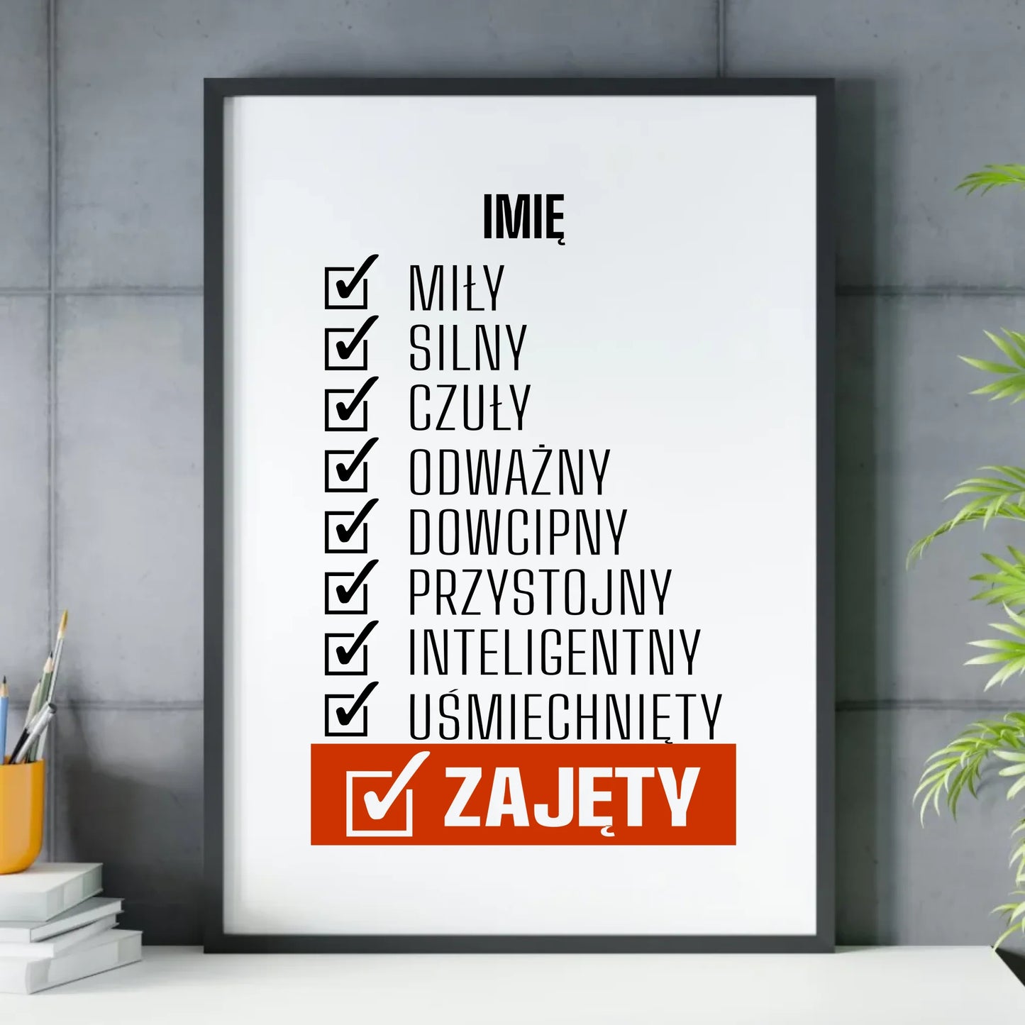 Plakat w ramie - Zajęty prezent dla chłopaka męża narzeczonego - personalizowany DCH05 - StoryCups.pl