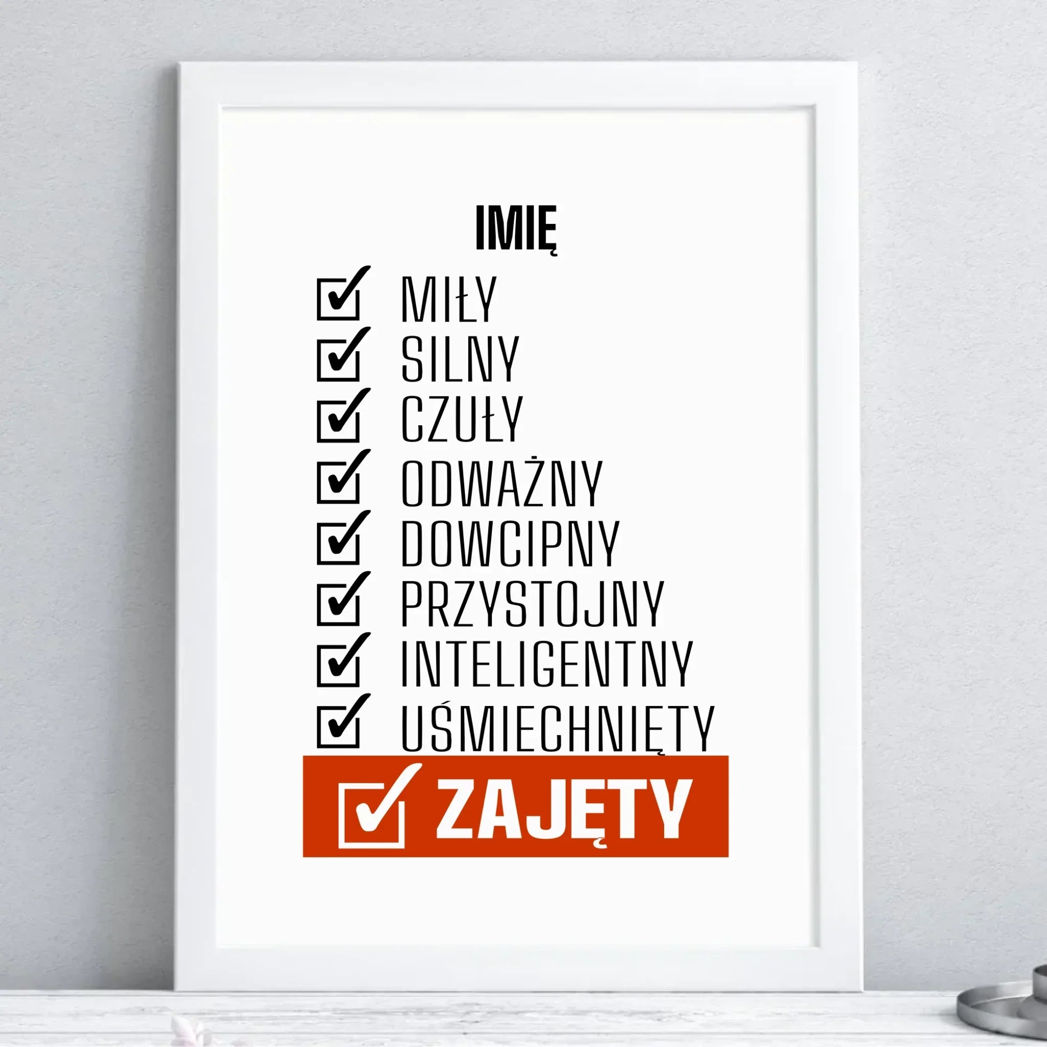 Plakat w ramie - Zajęty prezent dla chłopaka męża narzeczonego - personalizowany DCH05 - StoryCups.pl