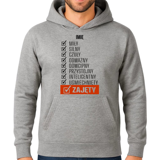 Bluza męska z kapturem - Zajęty prezent dla chłopaka męża narzeczonego - personalizowana DCH05 - StoryCups.pl