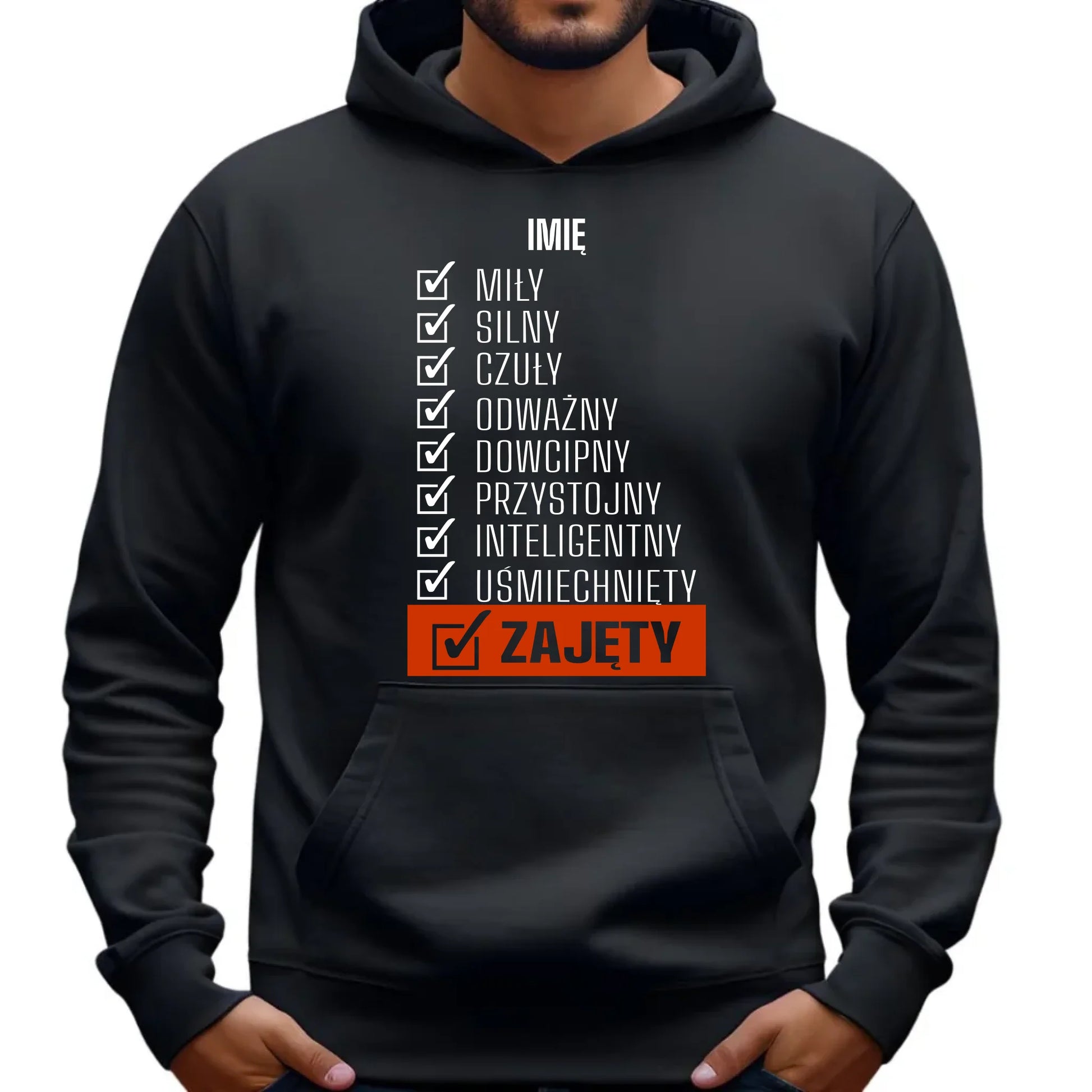 Bluza męska z kapturem - Zajęty prezent dla chłopaka męża narzeczonego - personalizowana DCH05 - StoryCups.pl