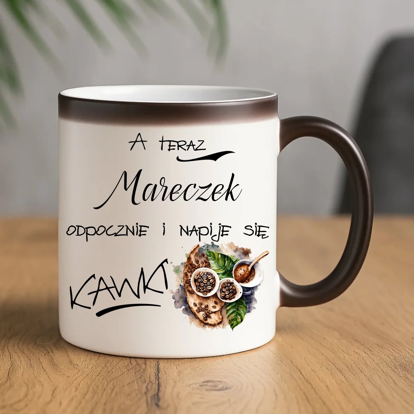 Kubek magiczny - Odpocznie i napije się kawki prezent dla kawosza - personalizowany DCH04 - StoryCups.pl