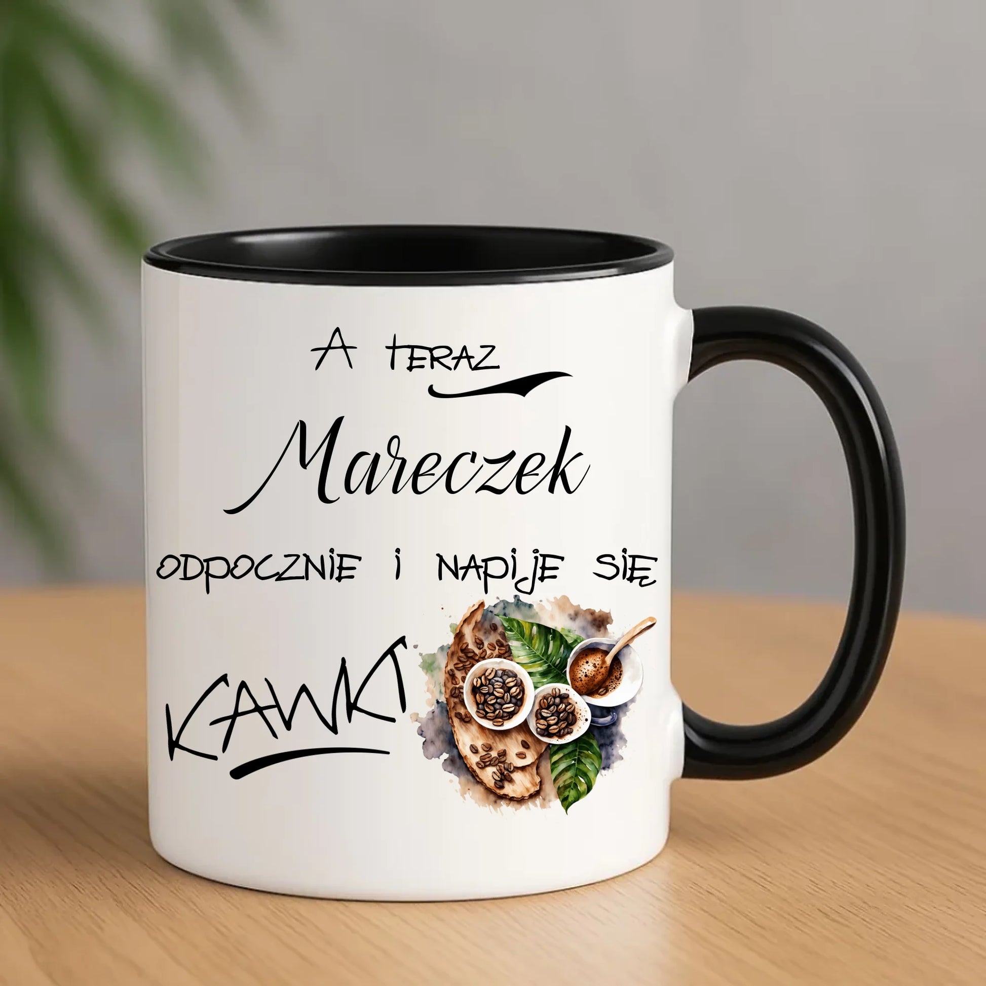 Kubek - Odpocznie i napije się kawki prezent dla kawosza - personalizowany DCH04 - StoryCups.pl
