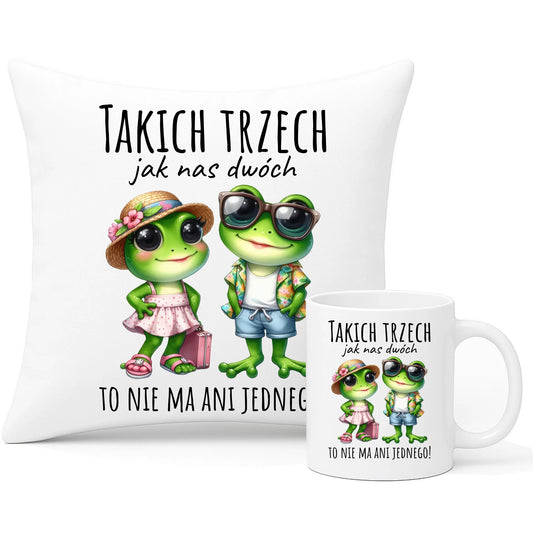 Zestaw poduszka i kubek dla par - Żabki - prezent dla chłopaka i dziewczyny DCH11 - StoryCups.pl