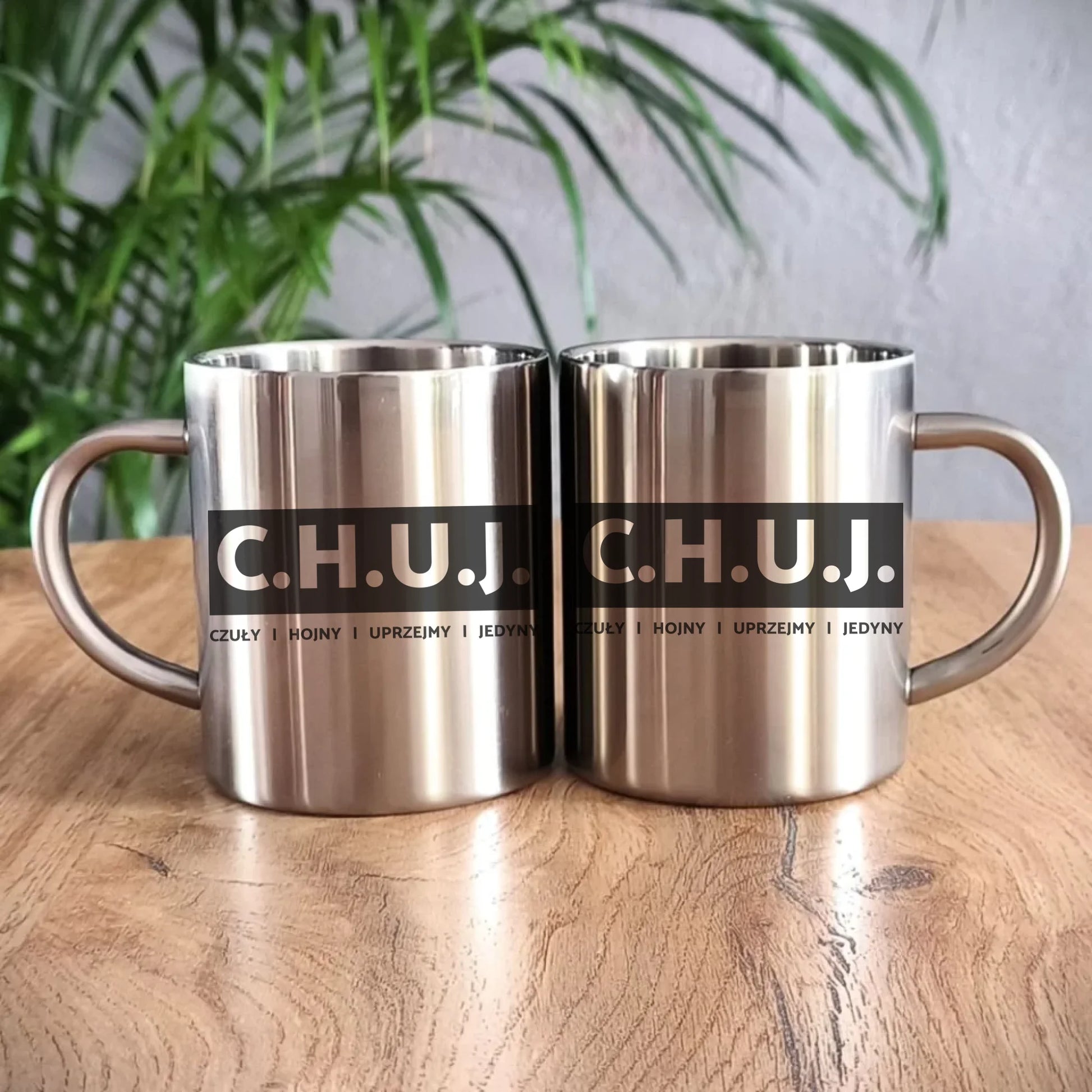 Kubek metalowy - prezent dla kolegi na Dzień Chłopaka przyjaciela - C.H.U.J. - bez cenzury DCH12 - StoryCups.pl