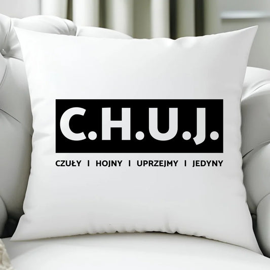 Poduszka - prezent dla kolegi na Dzień Chłopaka przyjaciela - C.H.U.J. - bez cenzury DCH12 - StoryCups.pl