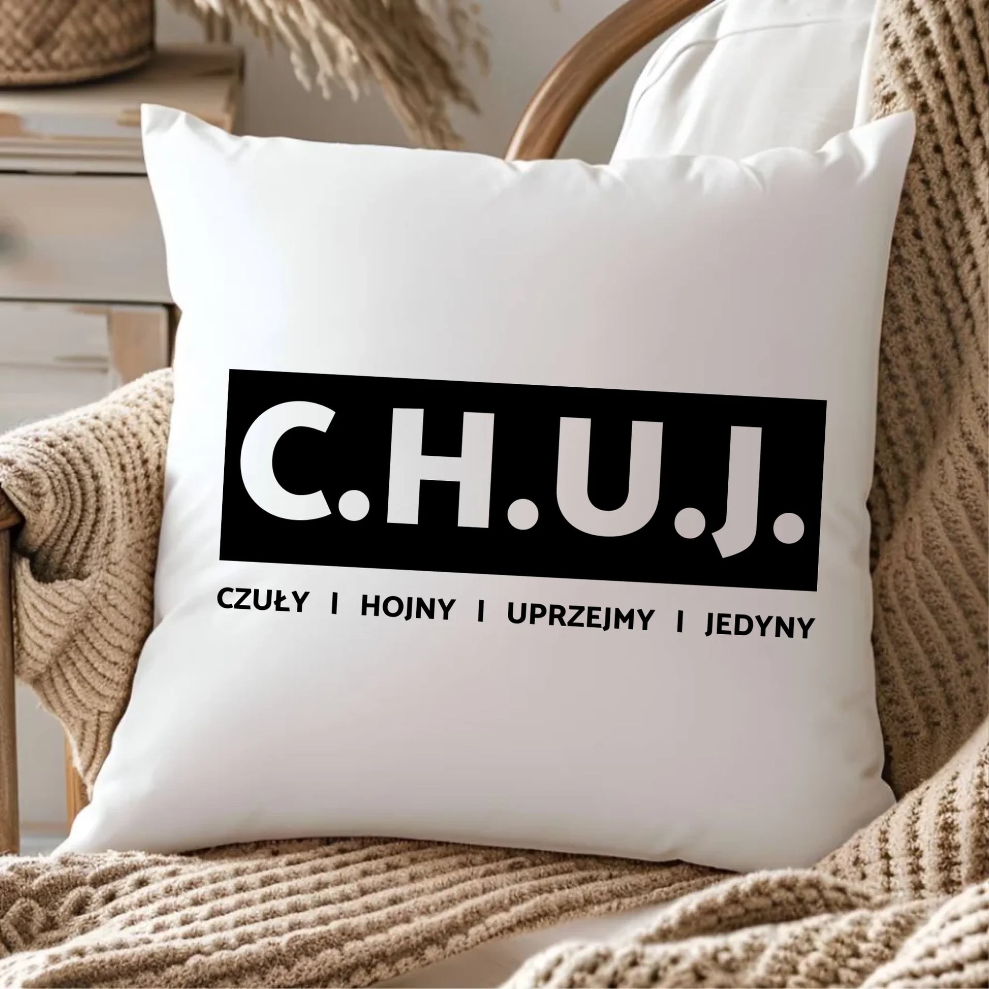 Poduszka - prezent dla kolegi na Dzień Chłopaka przyjaciela - C.H.U.J. - bez cenzury DCH12 - StoryCups.pl
