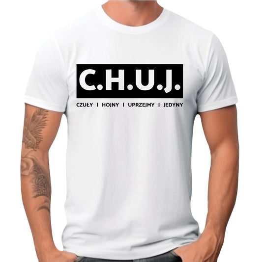 Koszulka męska - prezent dla kolegi na Dzień Chłopaka przyjaciela - C.H.U.J. - bez cenzury DCH12 - StoryCups.pl