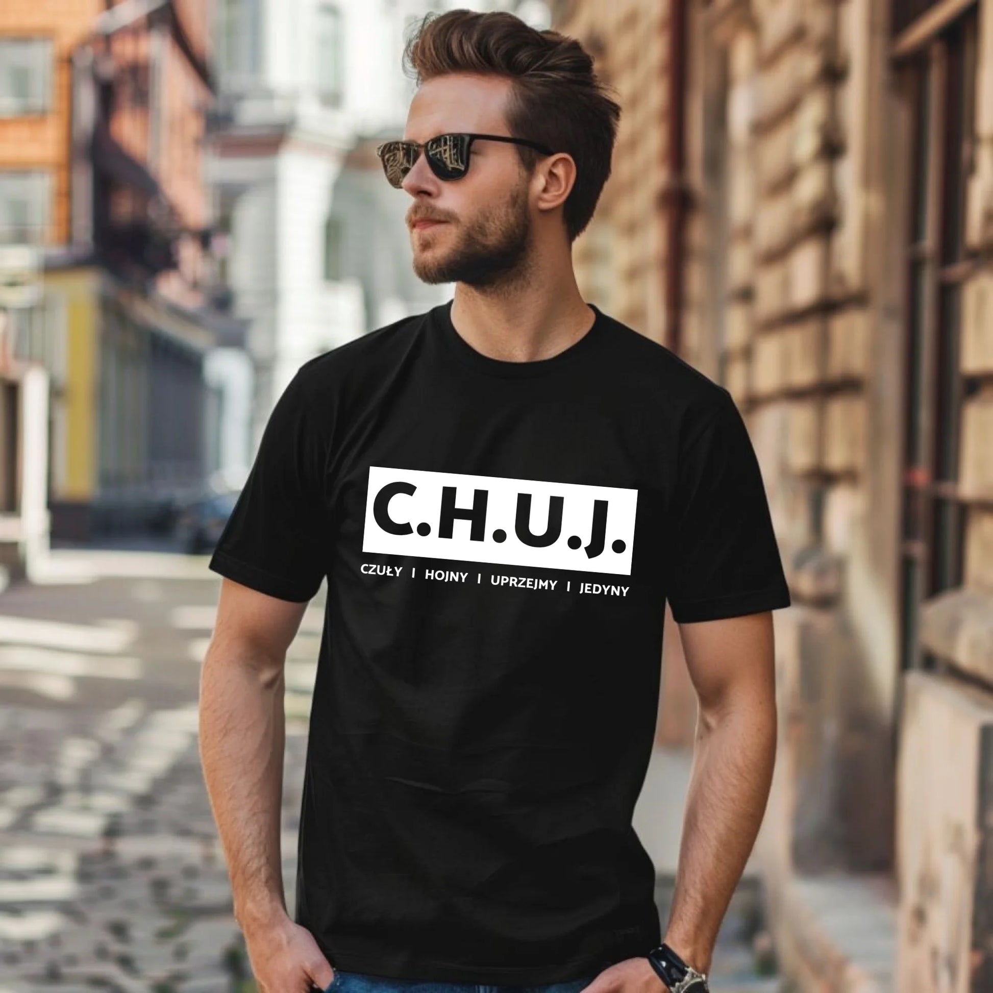 Koszulka męska - prezent dla kolegi na Dzień Chłopaka przyjaciela - C.H.U.J. - bez cenzury DCH12 - StoryCups.pl