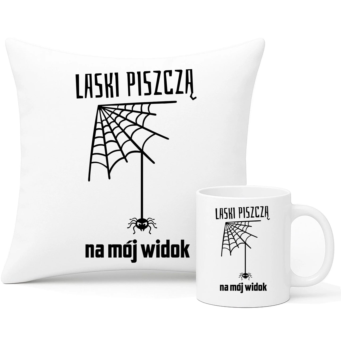 Zestaw poduszka i kubek - prezent dla chłopaka - Laski piszczą na mój widok DCH13 - StoryCups.pl