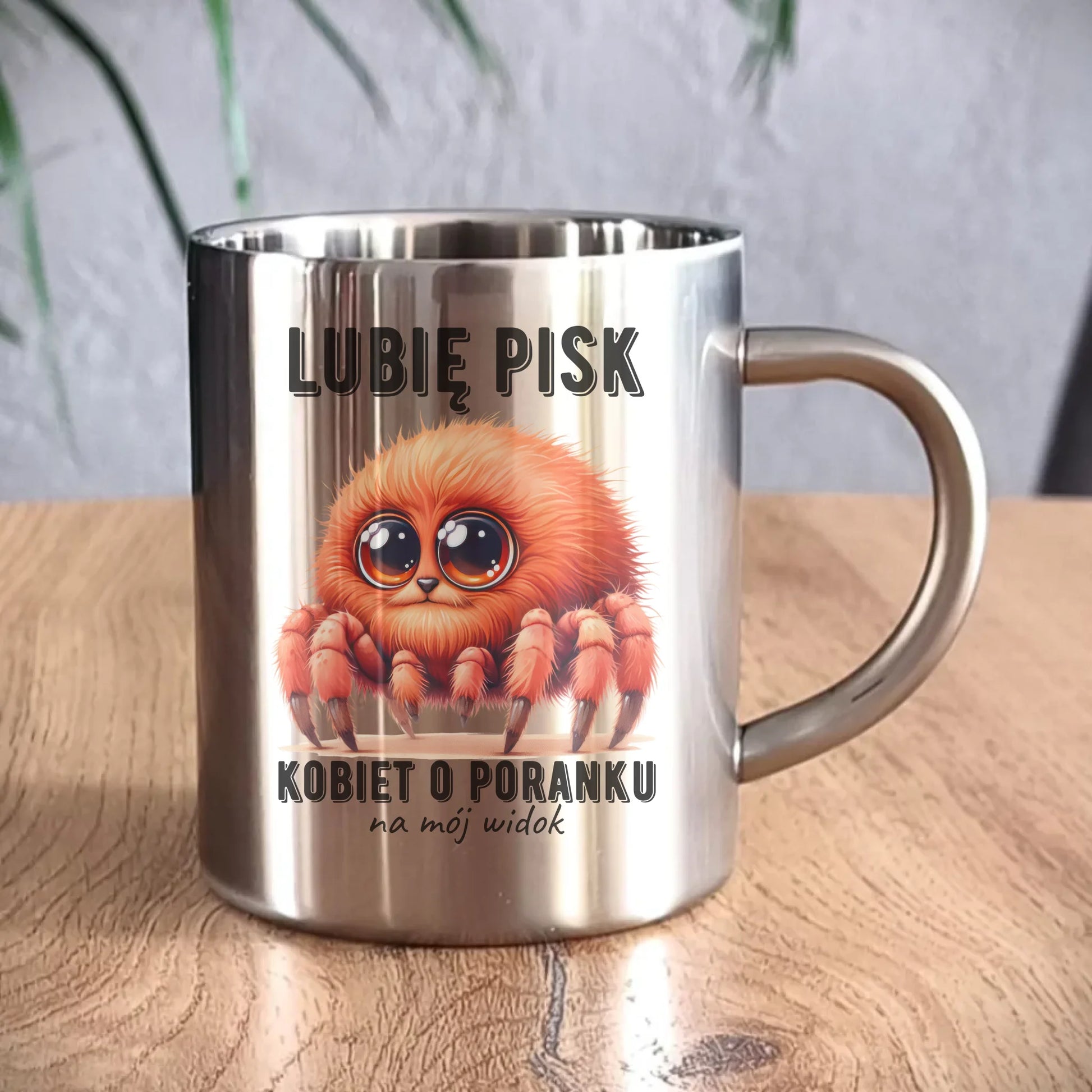 Kubek metalowy - prezent dla chłopaka - Lubię pisk kobiet DCH14 - StoryCups.pl