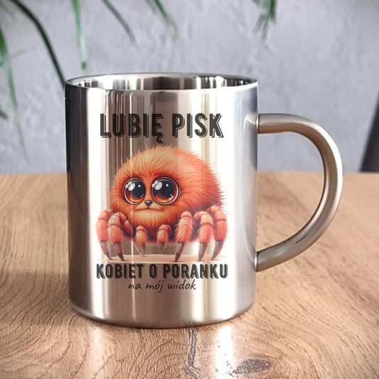 Kubek metalowy - prezent dla chłopaka - Lubię pisk kobiet DCH14 - StoryCups.pl