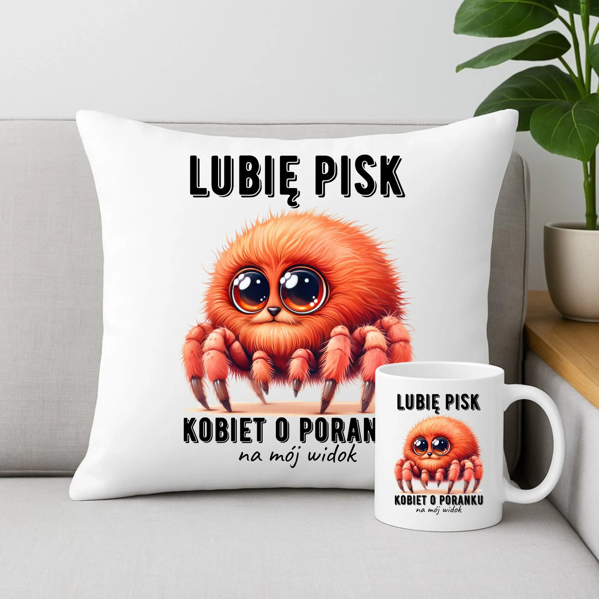 Zestaw poduszka i kubek - prezent dla chłopaka - Lubię pisk kobiet DCH14 - StoryCups.pl