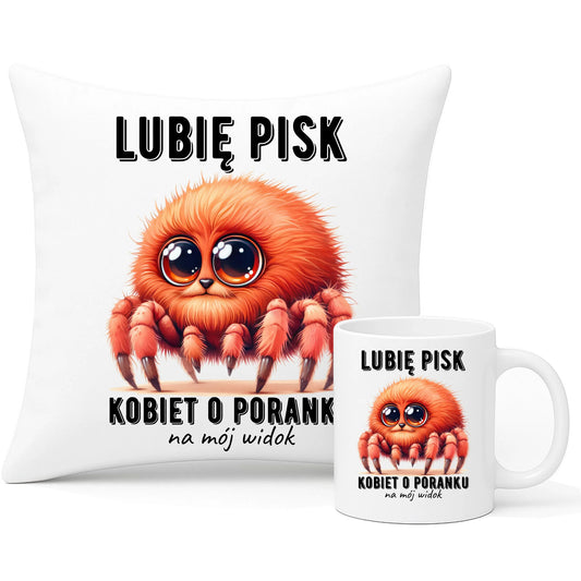 Zestaw poduszka i kubek - prezent dla chłopaka - Lubię pisk kobiet DCH14 - StoryCups.pl