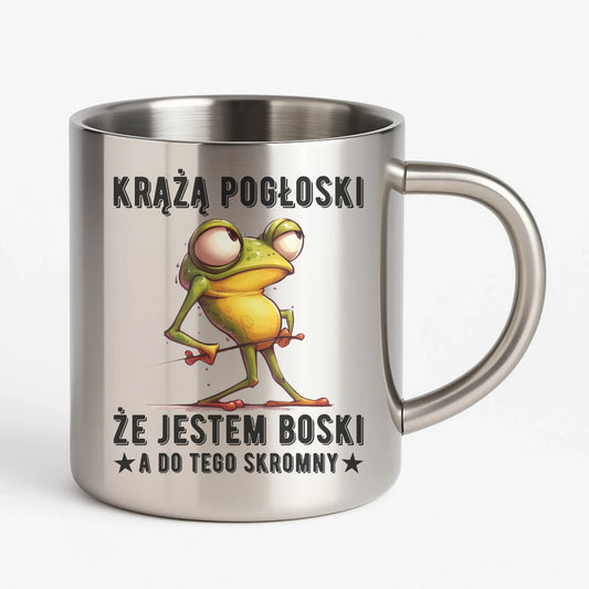 Kubek metalowy - prezent dla chłopaka - Jestem boski DCH15 - StoryCups.pl